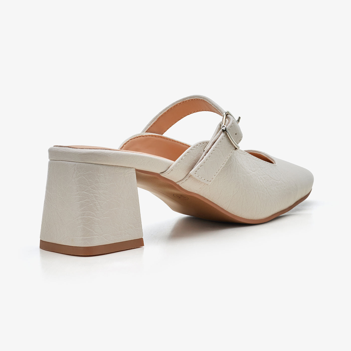 Women's Buckle Strap Mule Heels