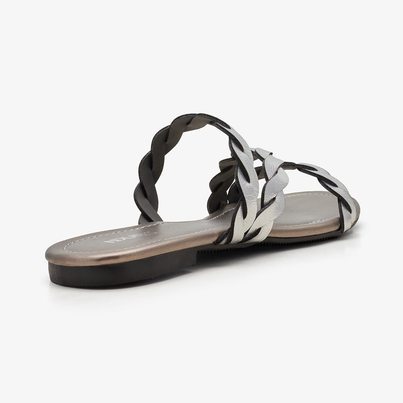 WOMEN’S METALLIC INTERLACED SLIDES