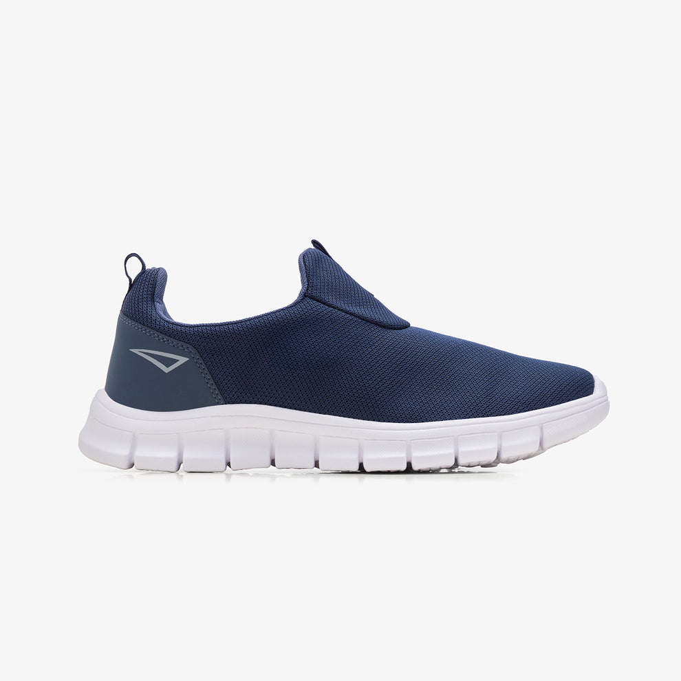 Men's Navy Slip-On Sneakers with Mesh Upper and White Sole