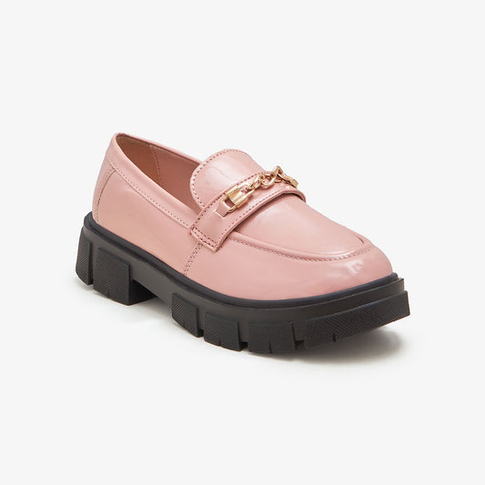 Girls' Patent Leather Chunky Loafers