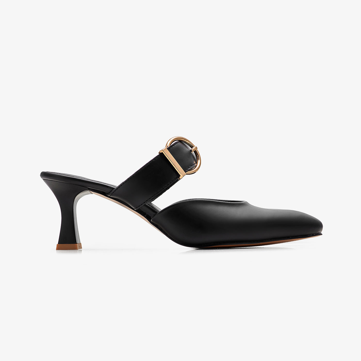 Women's Buckle Strap Mule Heels