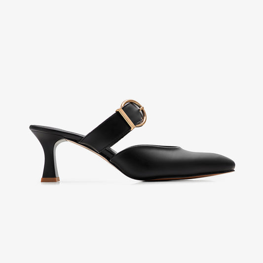 Women's Buckle Strap Mule Heels