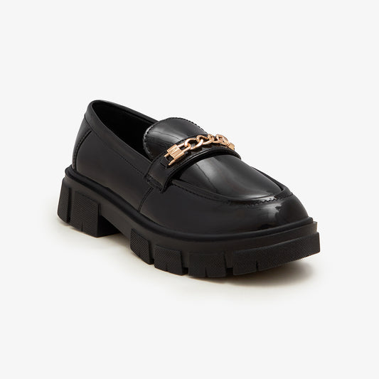 Girls' Patent Leather Chunky Loafers