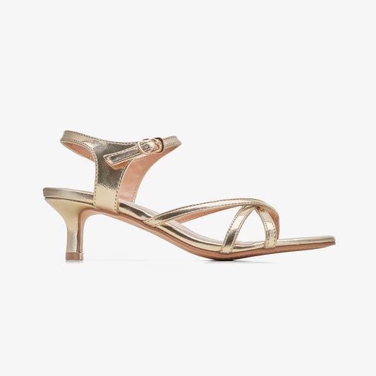 Women's Metallic Kitten Heel Sandals