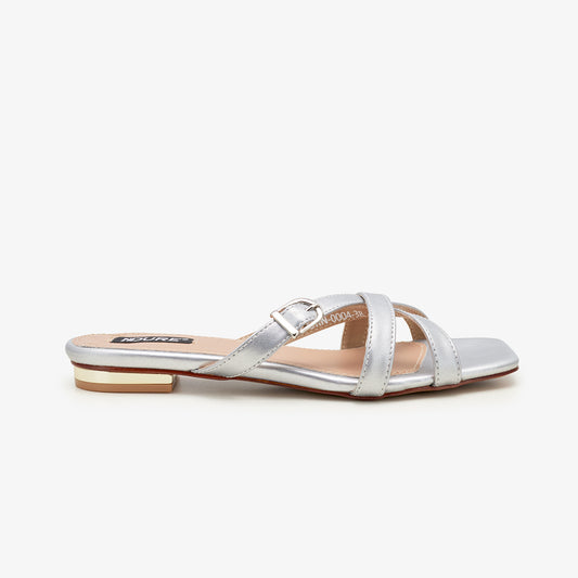 Women's Shiny Straps Slides