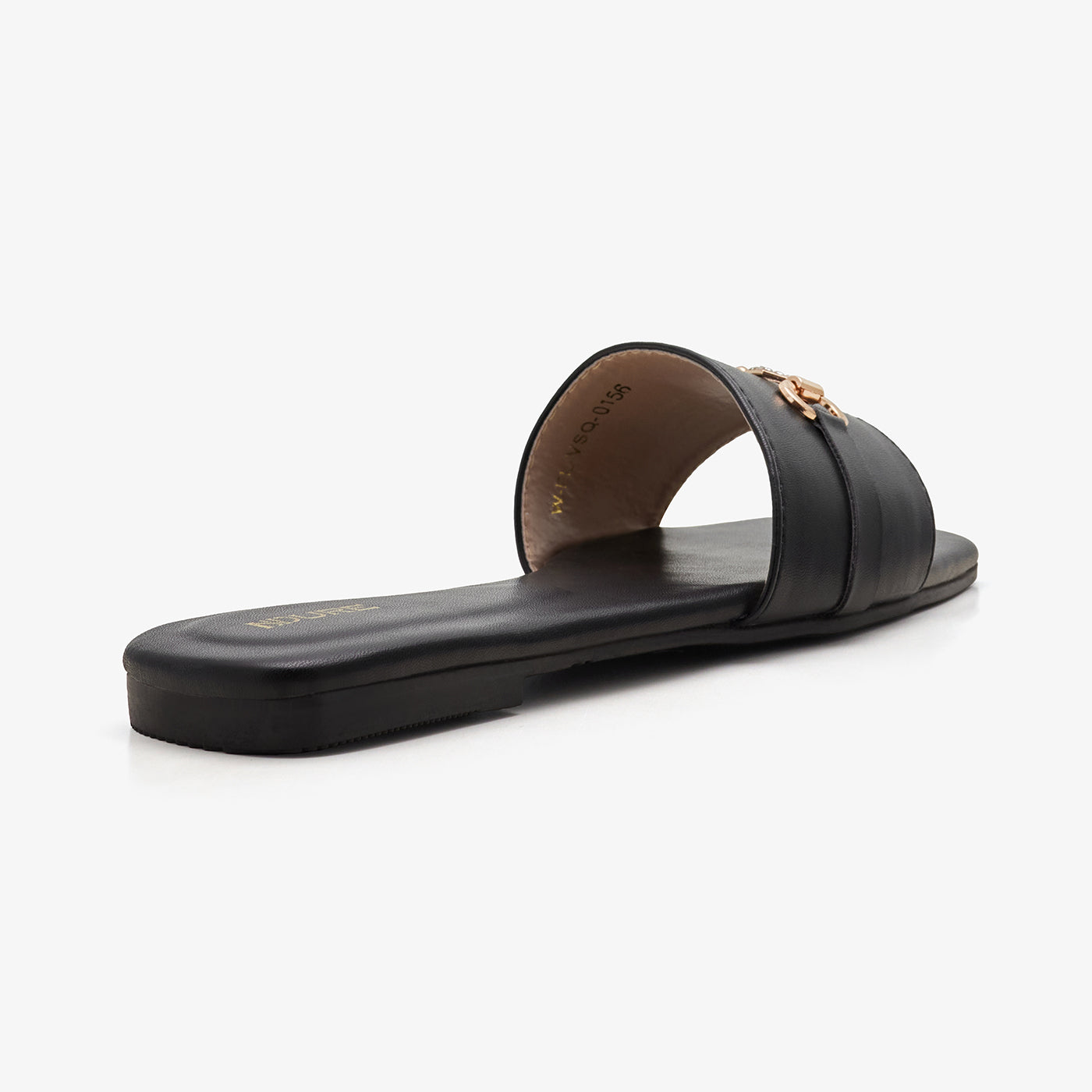 WOMEN’S METALLIC DETAIL STRAP SLIDES