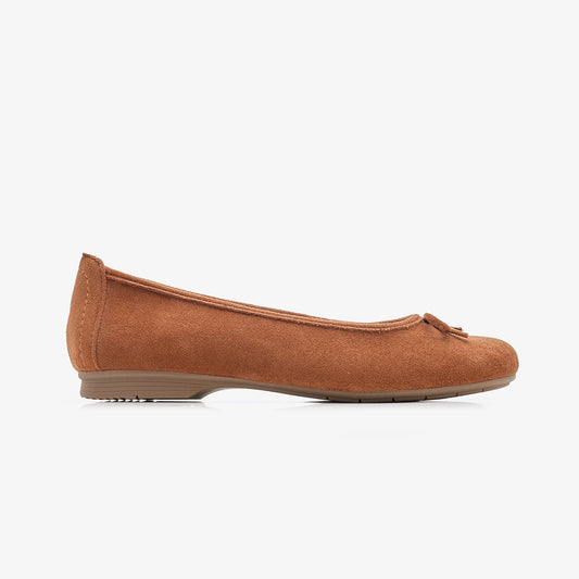 Women's Suede Ballet Flats with Bow