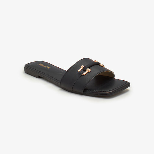 Women's Gold Studded Slides