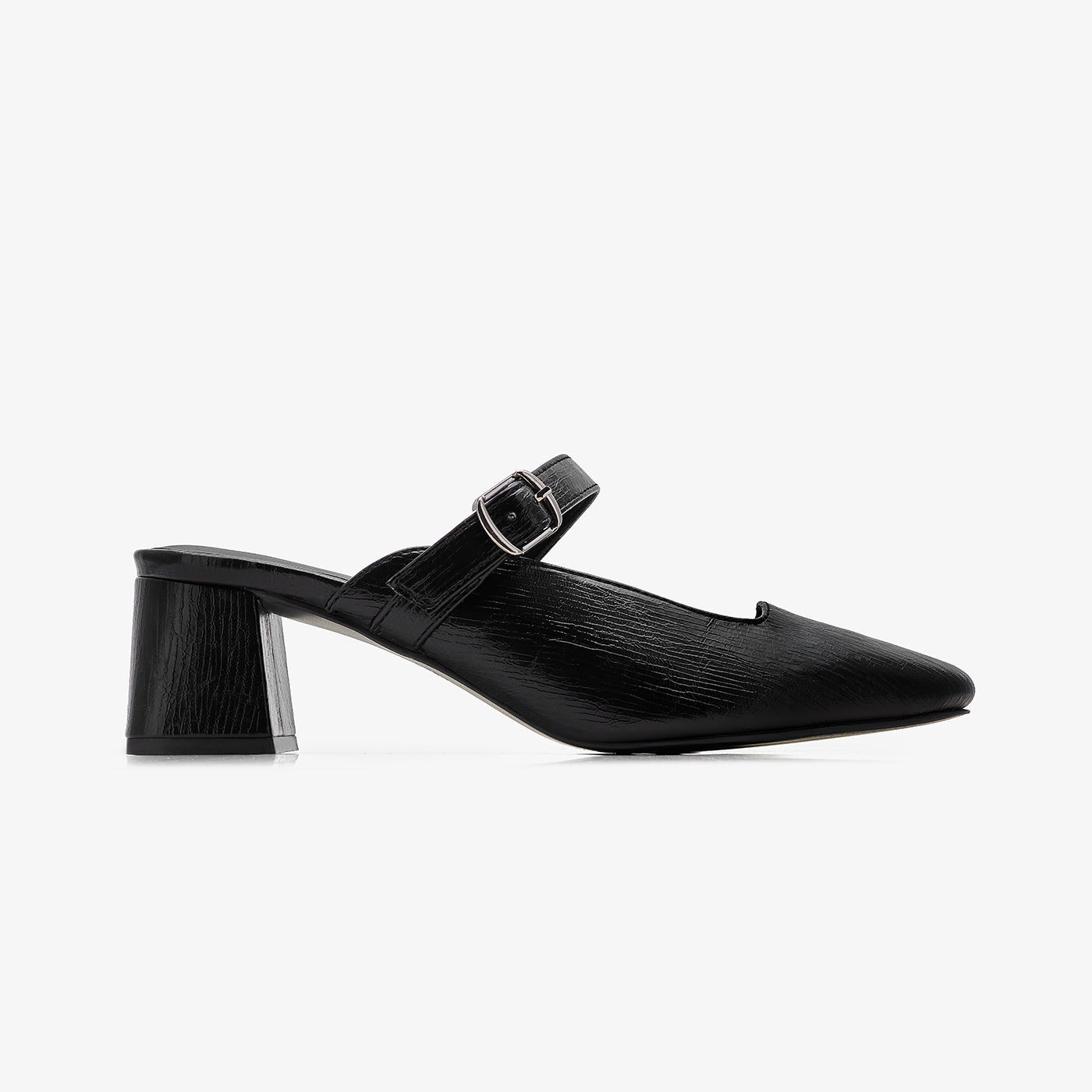 Women's Buckle Strap Mule Heels