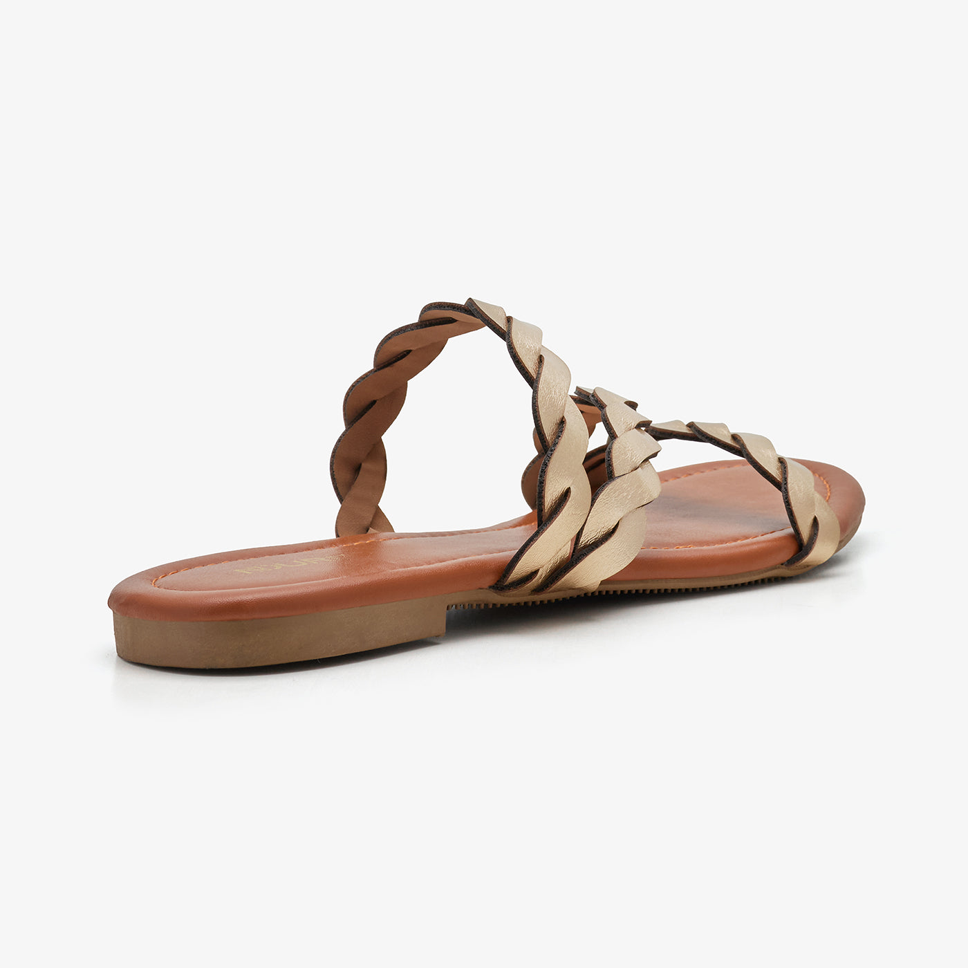 WOMEN’S METALLIC INTERLACED SLIDES