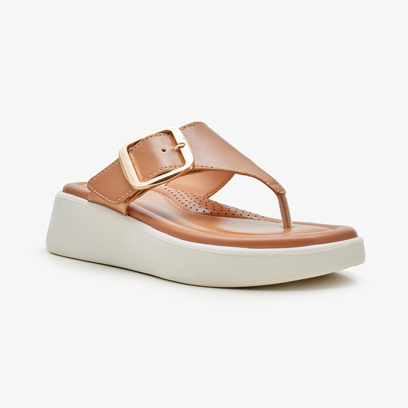 Women's Buckle Detail Platform Slides