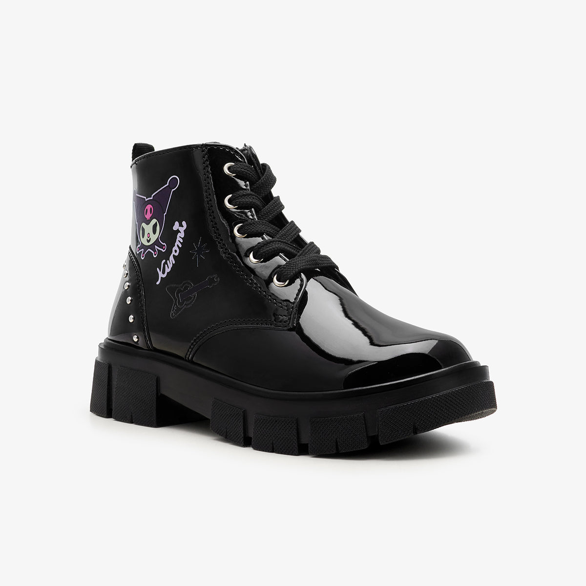 Girls’ Patent Lace-Up Boots