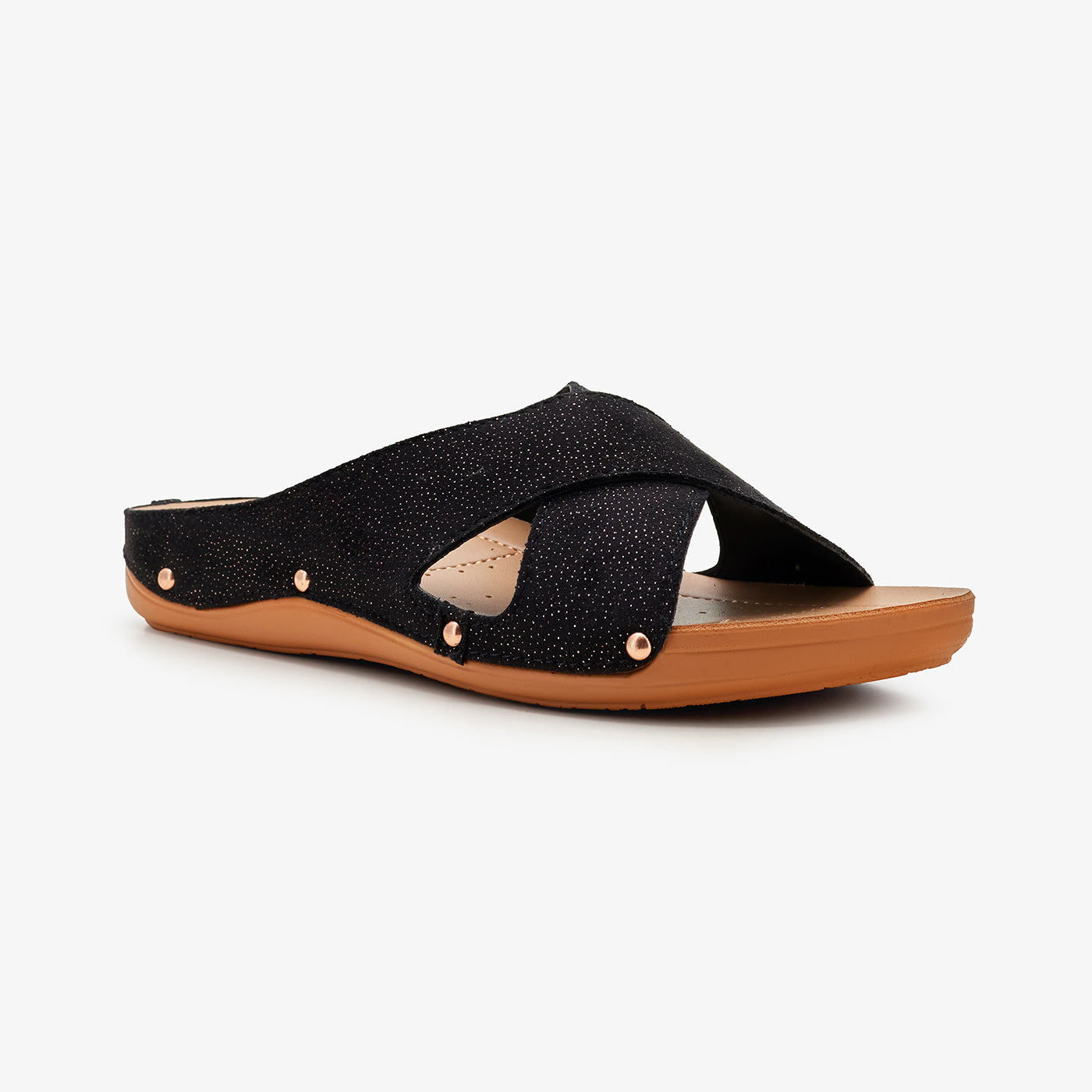 WOMEN’s CROSS-STRAP SLIDES