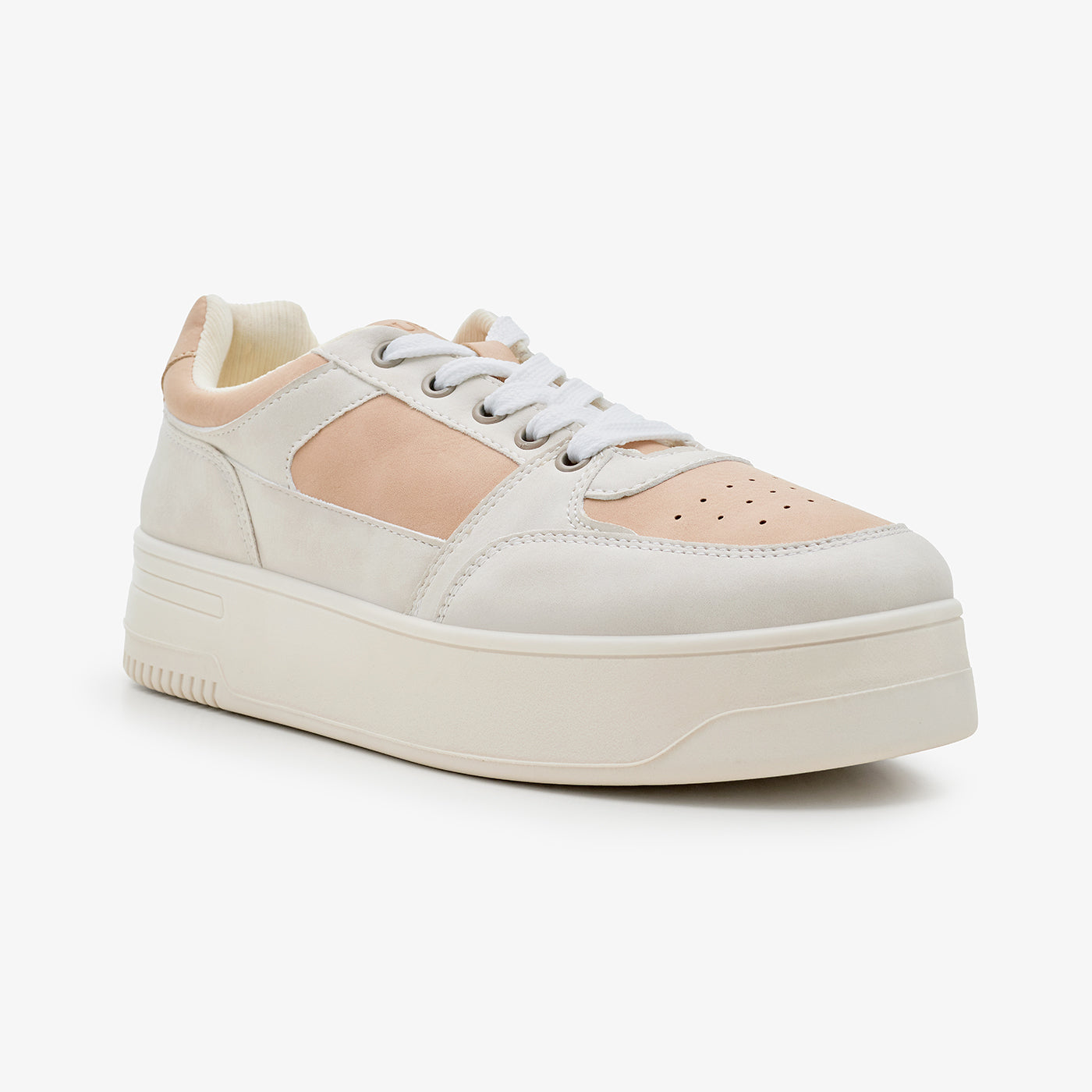 Buy Women's - WHT/BEG - Women's Contrast Panel Platform Sneakers