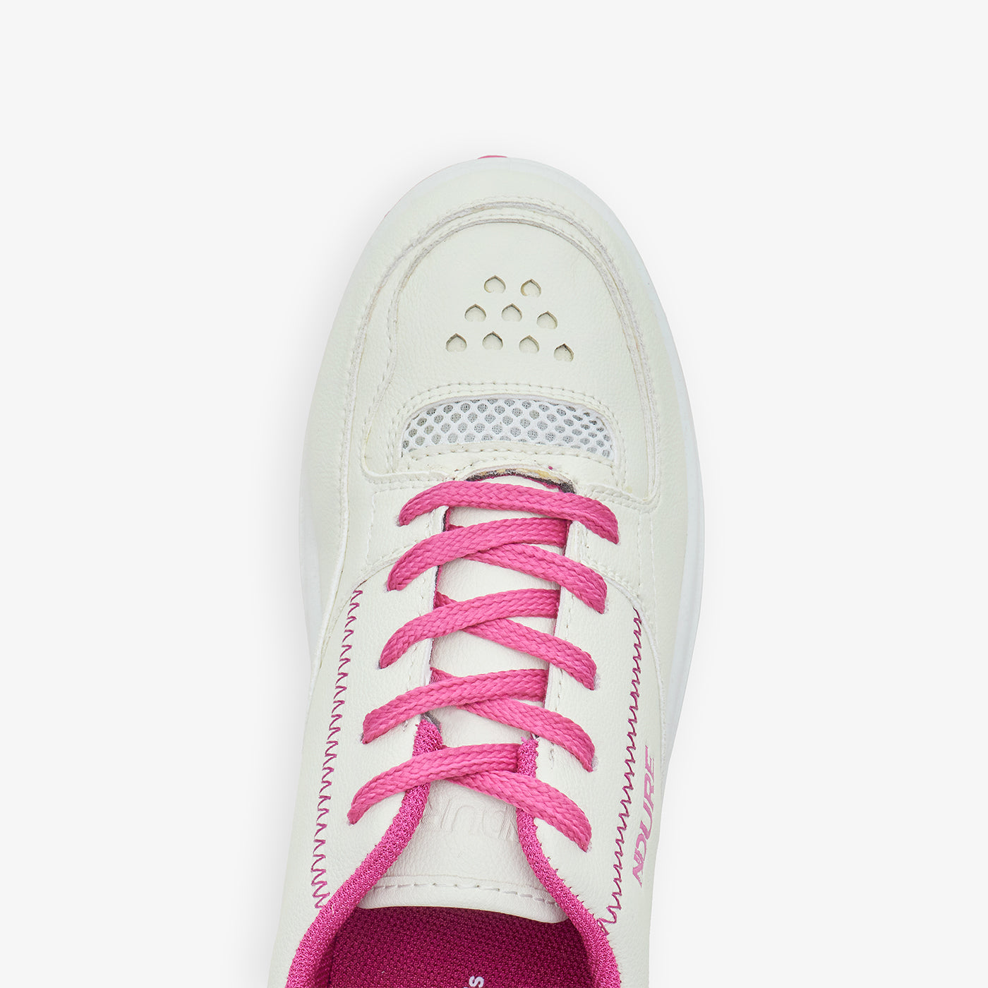 Girls' White Lace-Up Sneakers with Contrast Sole