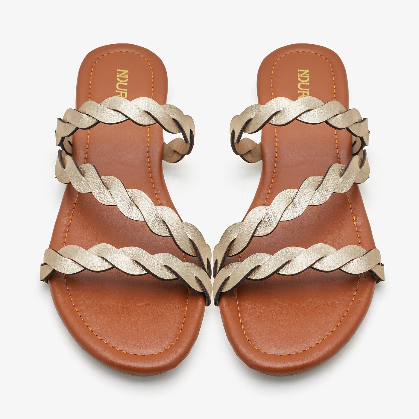 WOMEN’S METALLIC INTERLACED SLIDES