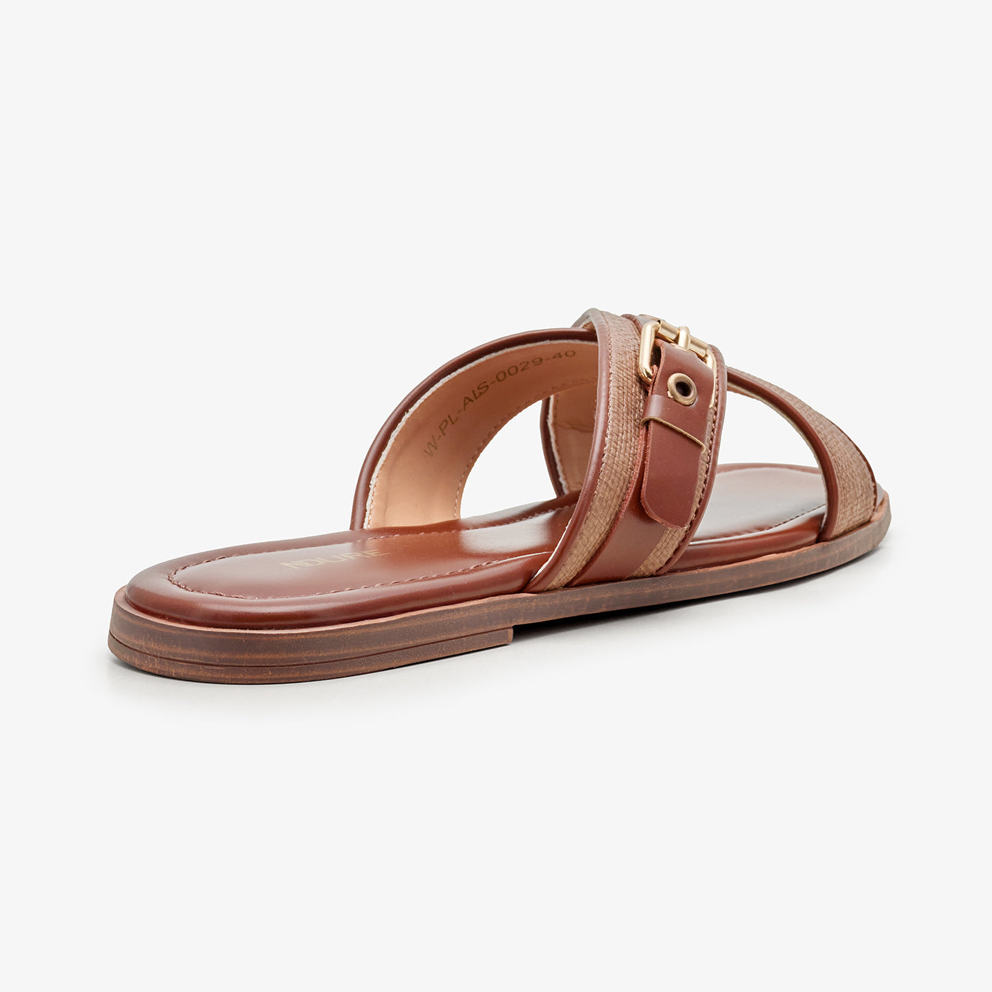Women’s Brown Cross Strap Slides