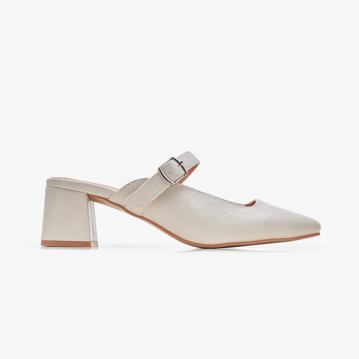 Women's Buckle Strap Mule Heels