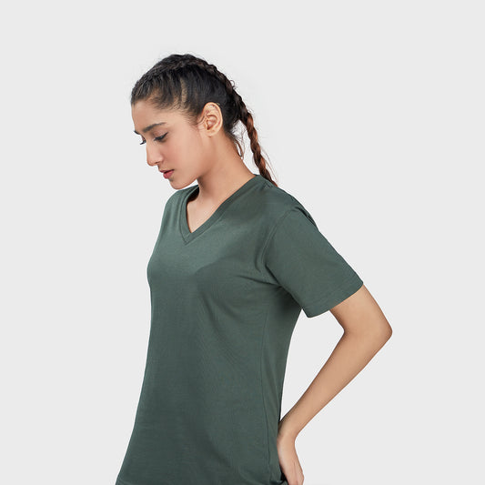 Women's Basic V Half Sleeves T-Shirt