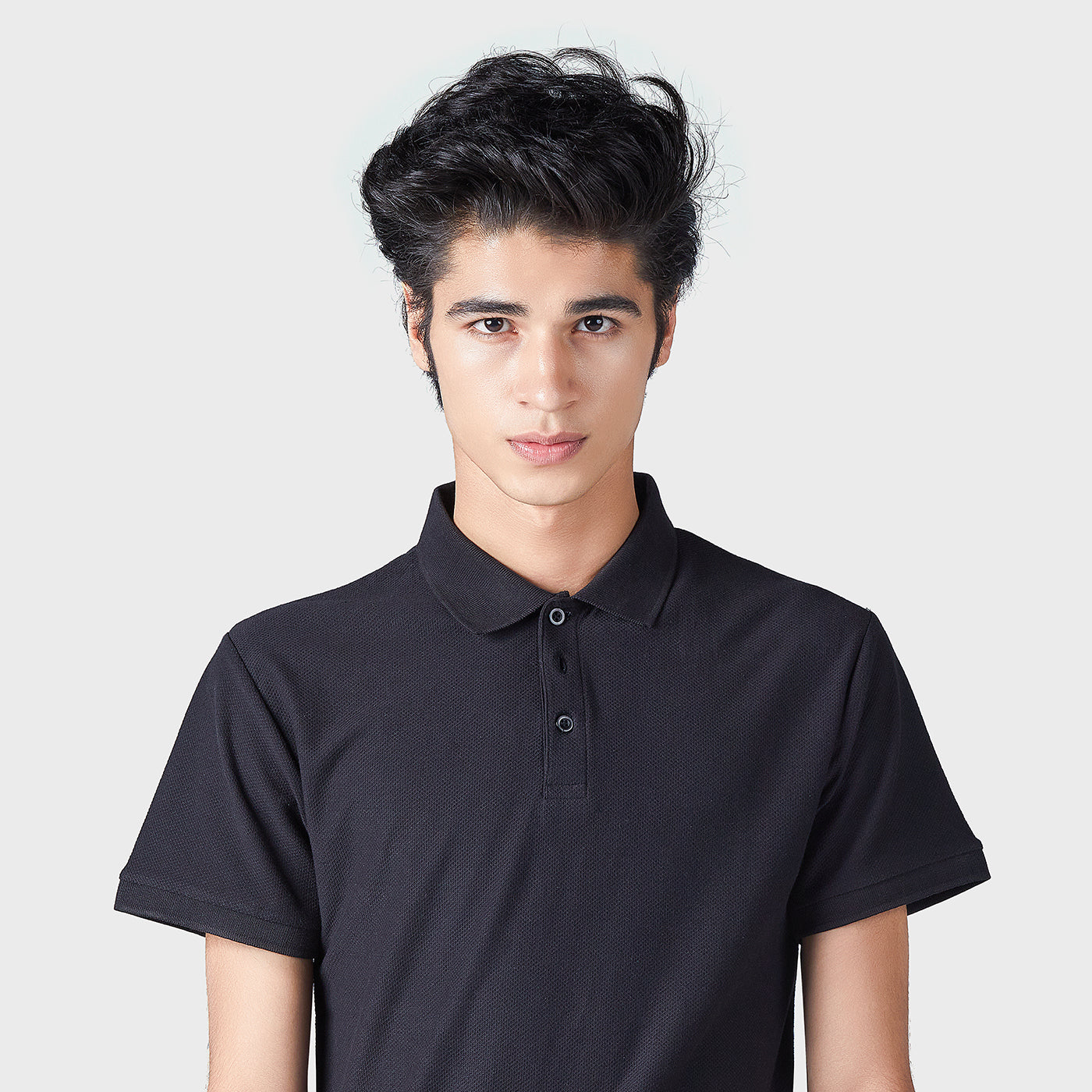 Buy BLACK Textured Polo Shirt – Ndure.com