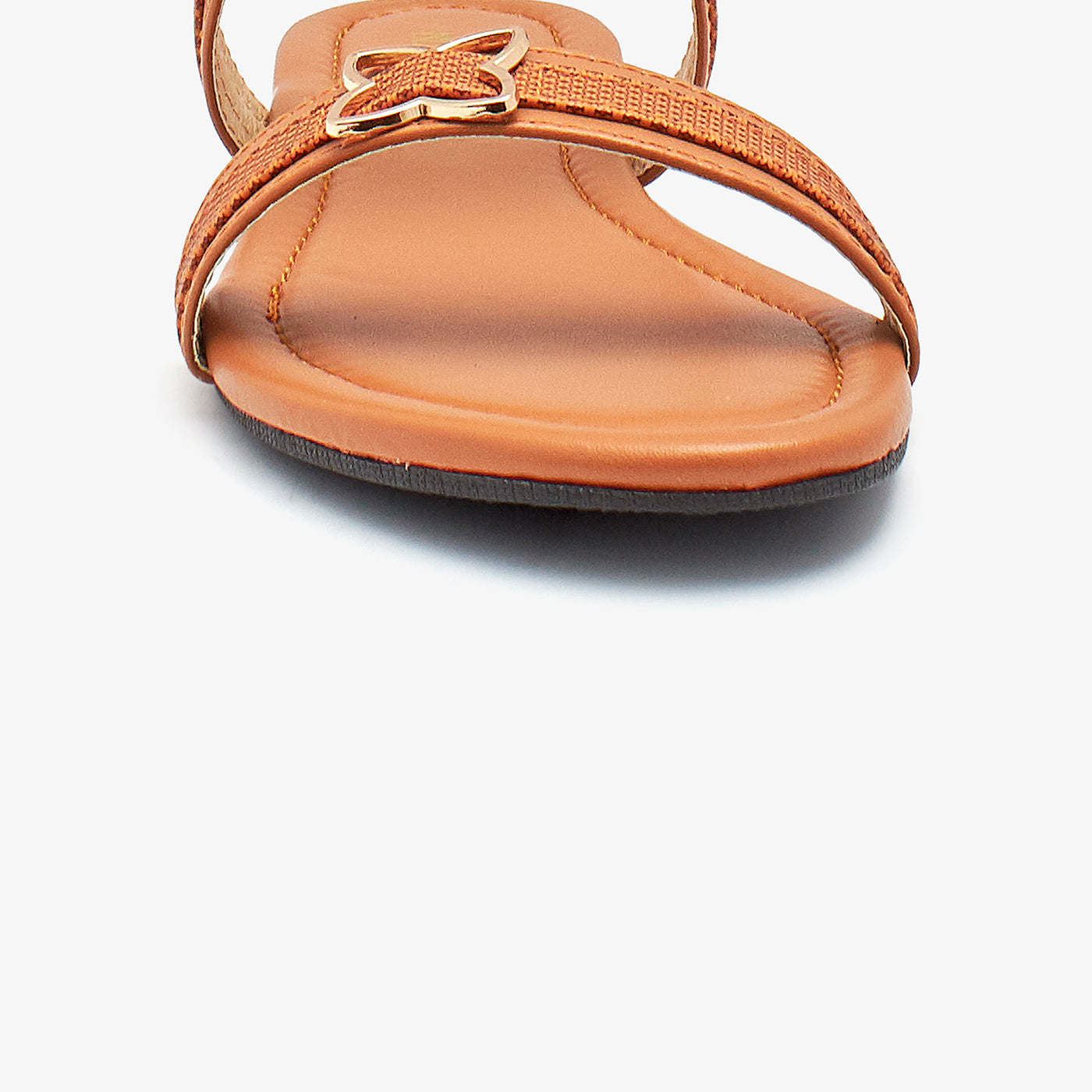 Double Strap Metallic Brooch  Ladies Sandal